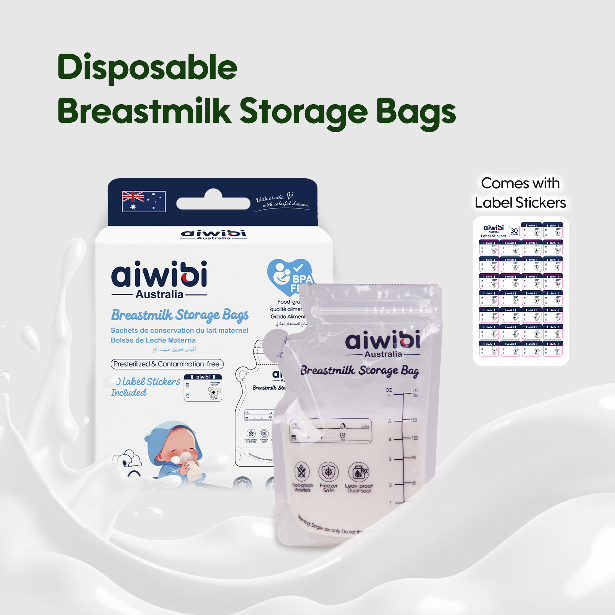 Sachets jetables de conservation du lait maternel (30 sachets)